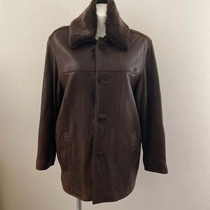 ANDREW MARC New York Leather MenS Size Large, Brown Coat Jacket.